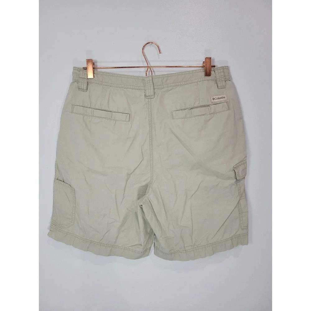 Columbia‎ Mens Tan Khaki Cotton Canvas Cargo Shorts Sz 34 Outdoor Hiking Utility